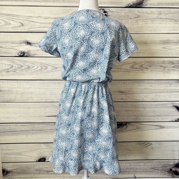 J. Crew Mercantile Blue & White Chambray Ruffle Faux Wrap Dress - Picture 8 of 11